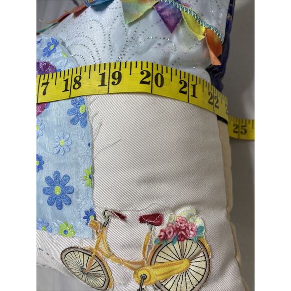 VTG Camping Throw Pillow Hand Made Seasons Fall Spring Reversible Quilted Embell - Picture 13 of 16